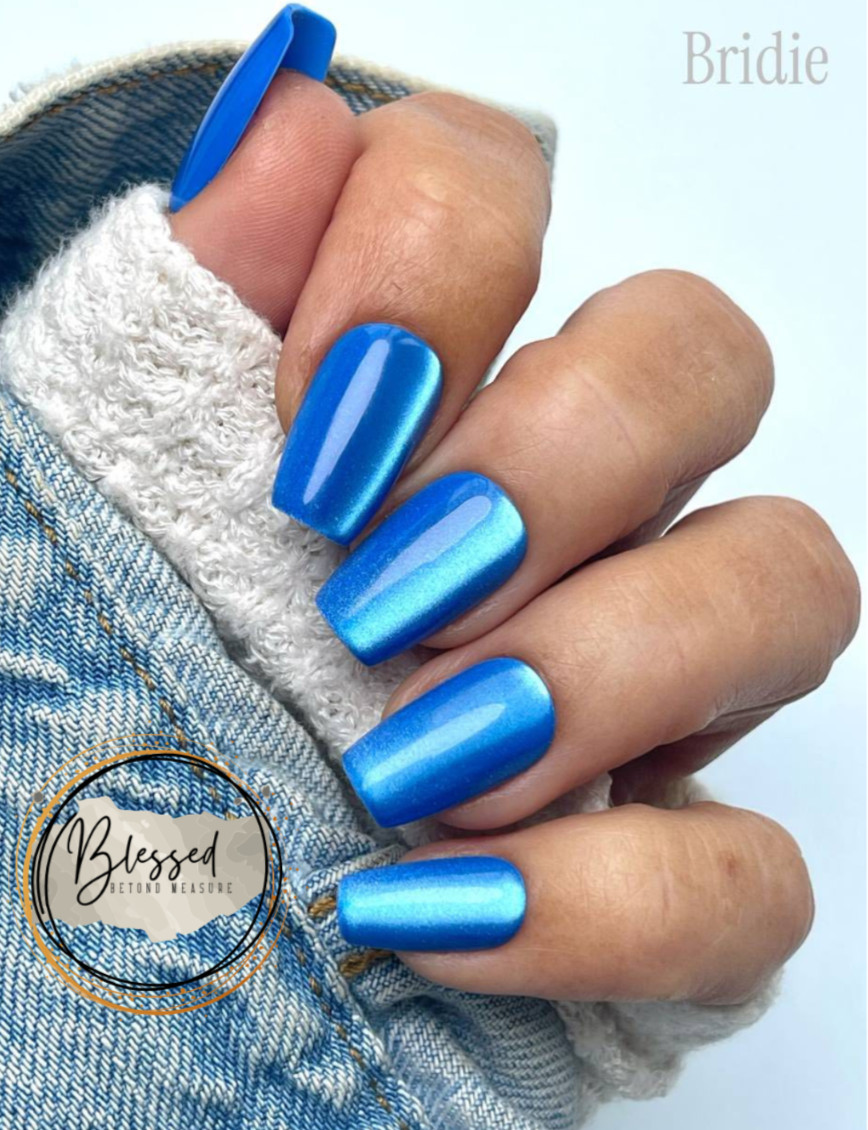 Red Aspen Press On Nails~ Picking Blueberries with Bridie~Medium ~Blue ~Coffin