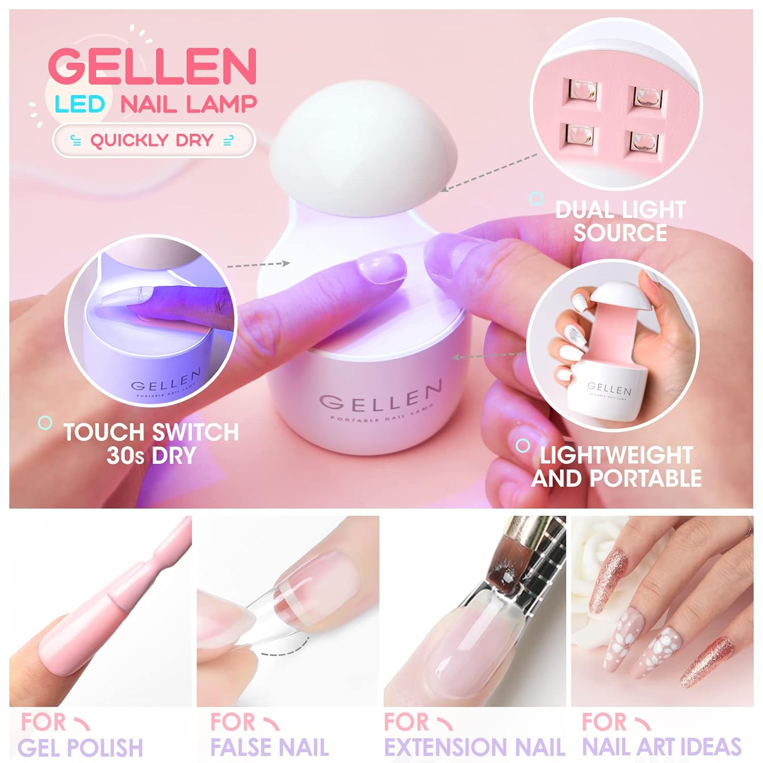 Gel Nail Extension X Kit, 240PCS Long Square Tips with UV Light | All-In-One Set
