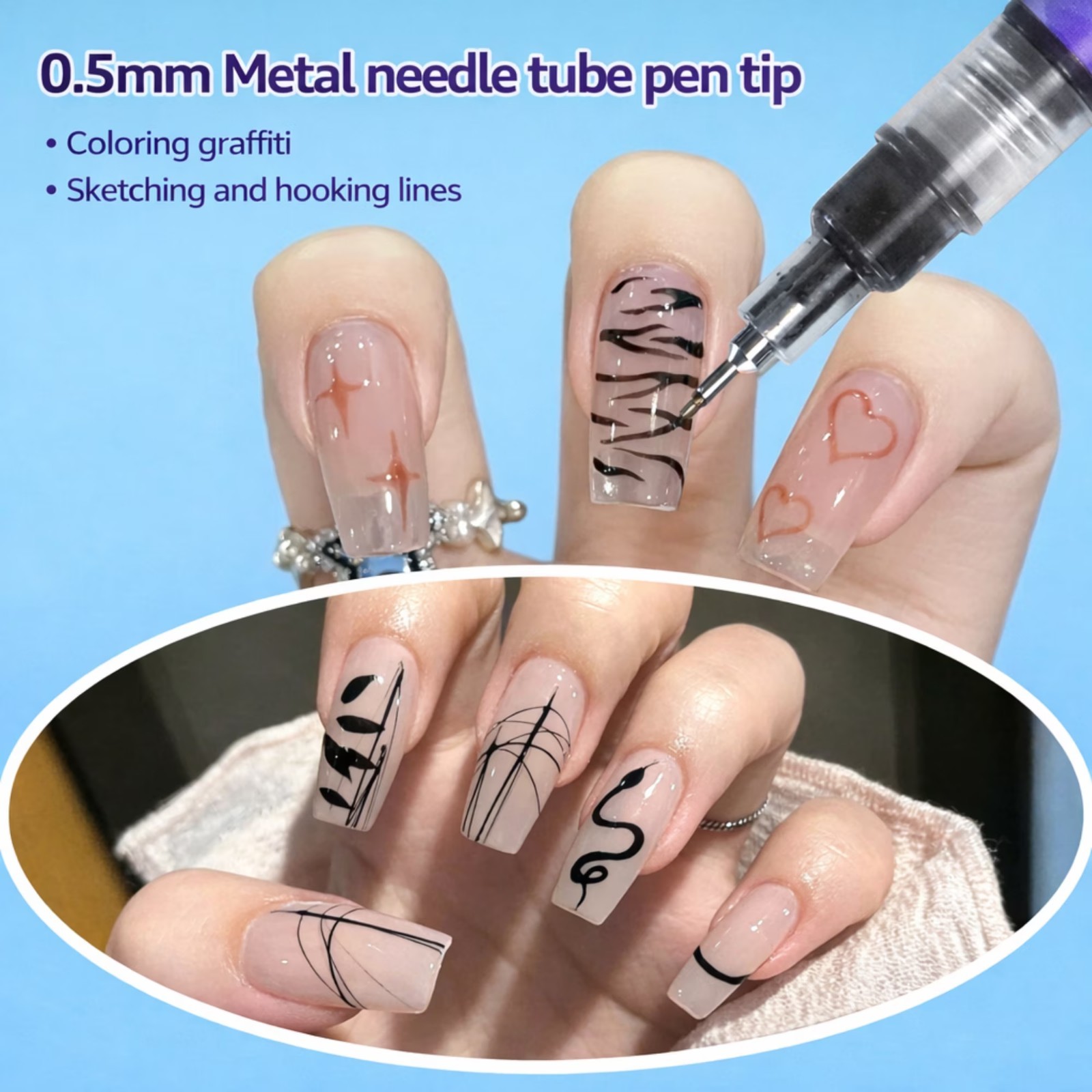 Herbiar 3D Nail Art Pen Set 12 Colors – 0.5mm Fine Tip, Waterproof DIY Manicure