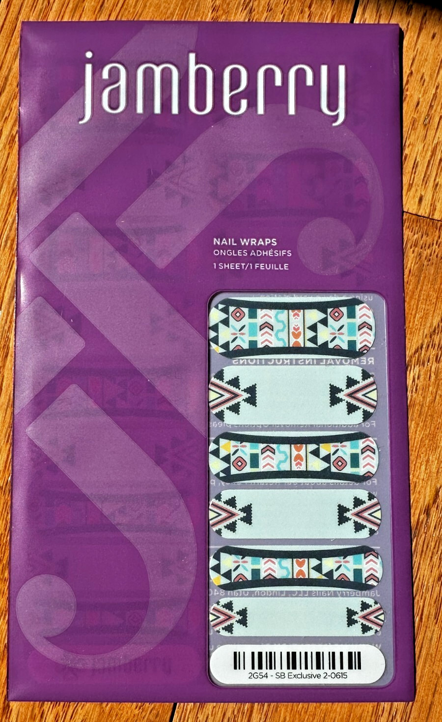 Jamberry Nail Wraps Full Sheet SB Exclusive 2-0615 2G54 Aqua Mint Tribal Design