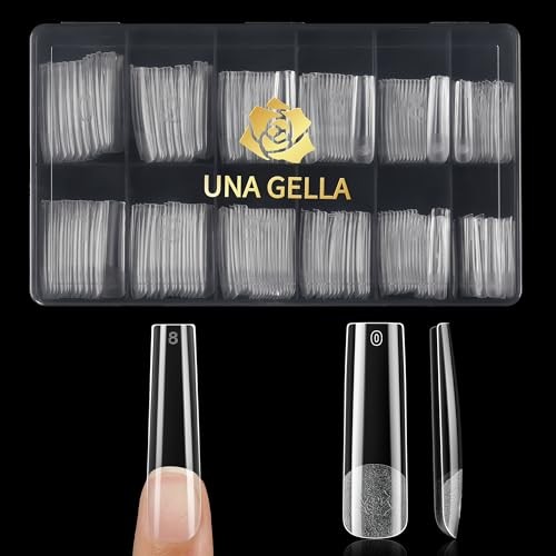 Extra Long Tapered Square Nail Tips, Pre-buffed 240Pcs Extra Long Square