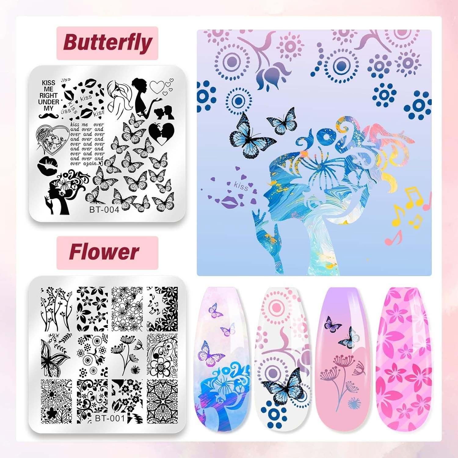 Valentine’s Gift: Nail Art Stamper Kit with 12 Plates & 8 Stunning Gel Polishes