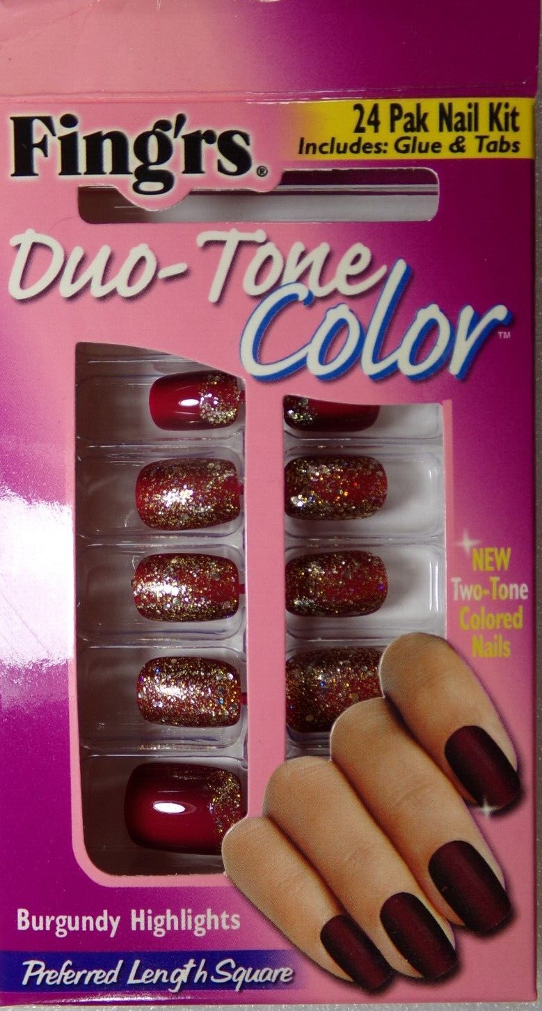 Fing’rs Nails “Gold Glitter” Burgundy Red
