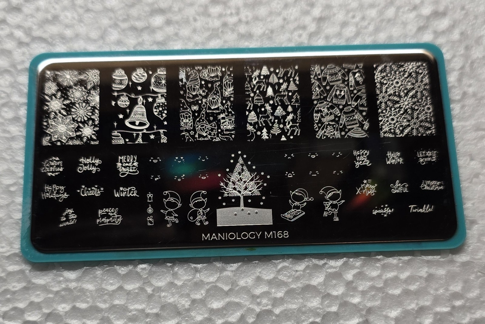 Maniology M168 Treat Your Elf Christmas Snowman Ugly Sweater Nail Stamping Plate