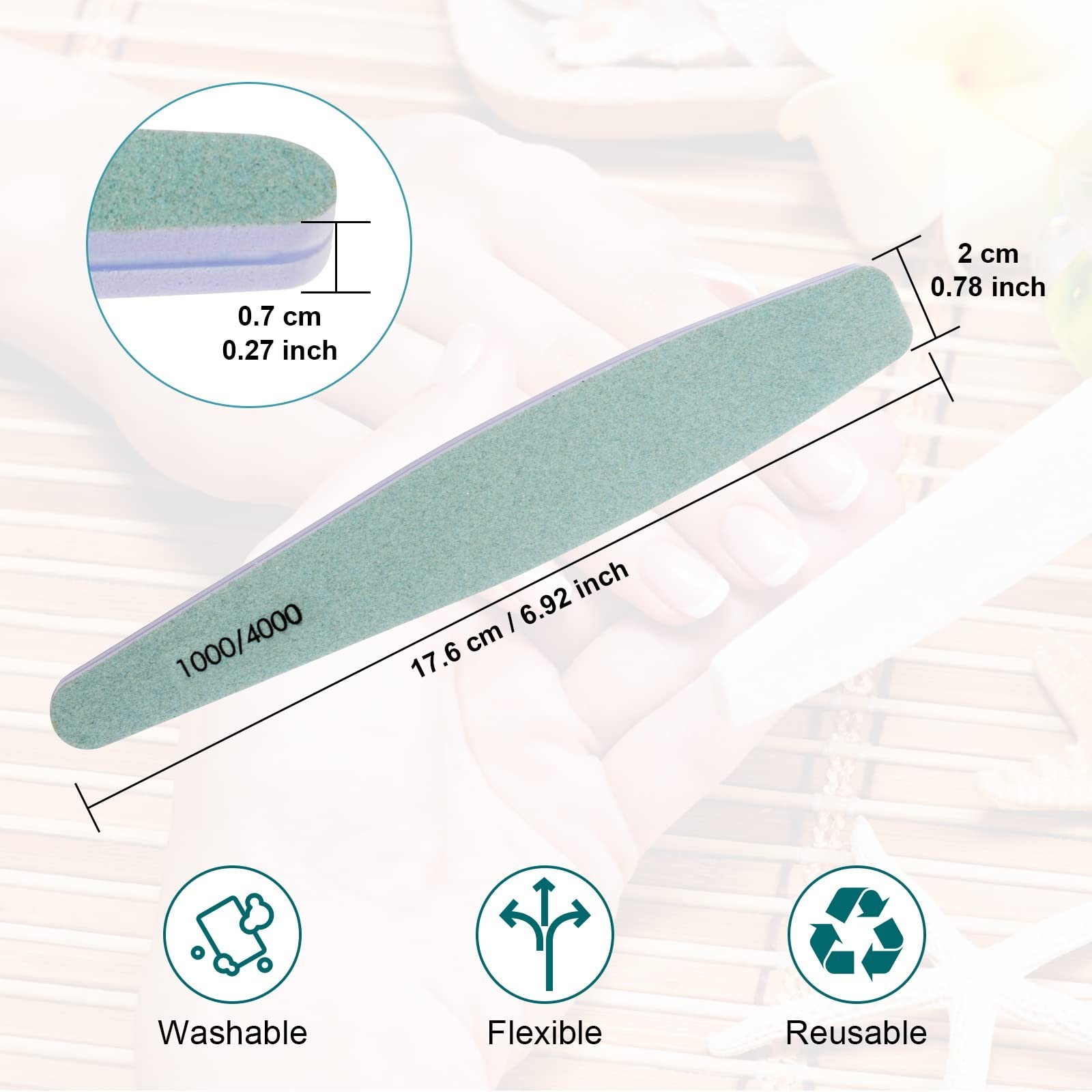 Diesisa 15pcs 1000/4000 Grit Nail Files for Natural Nails, Emery Boards for N…