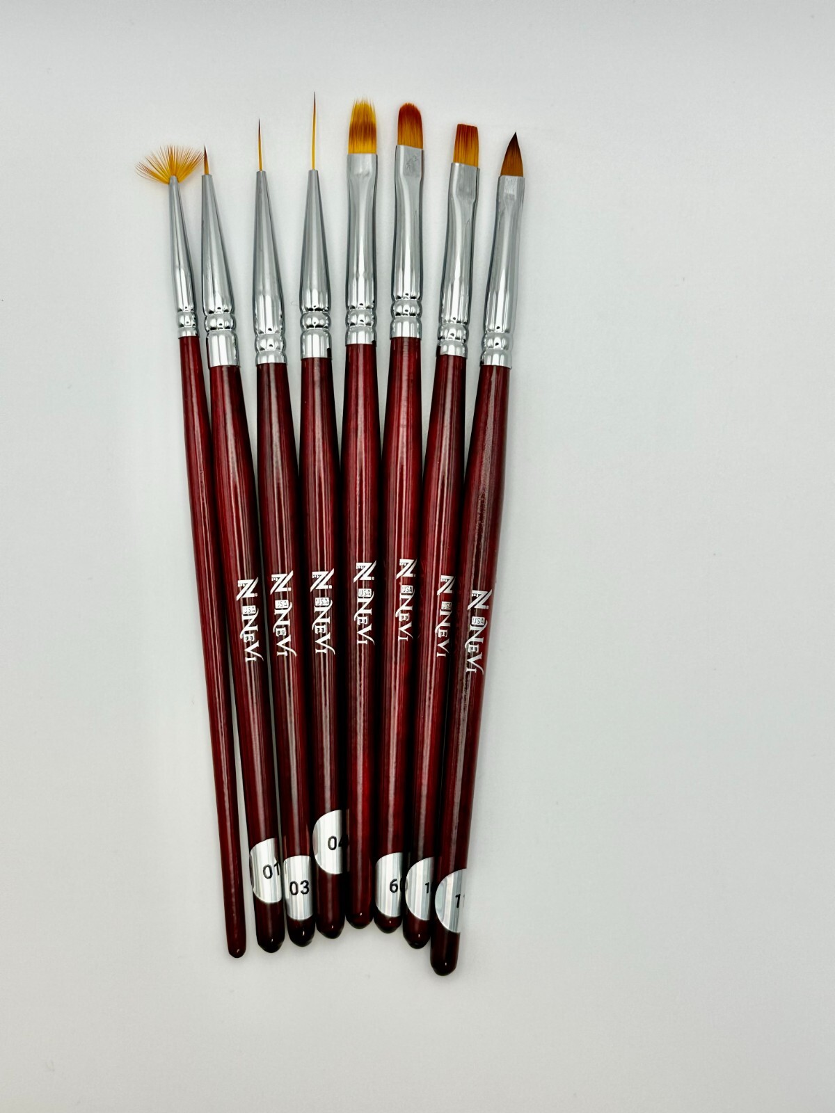 Striping Nail Art Brushes NeVi USA for Long Lines, Fine Designs. 3 pcs, 5pcs