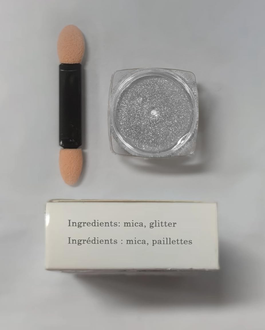 2Pcs Gold Silver Chrome Nail Powder,Holographic Highly Pigmented A