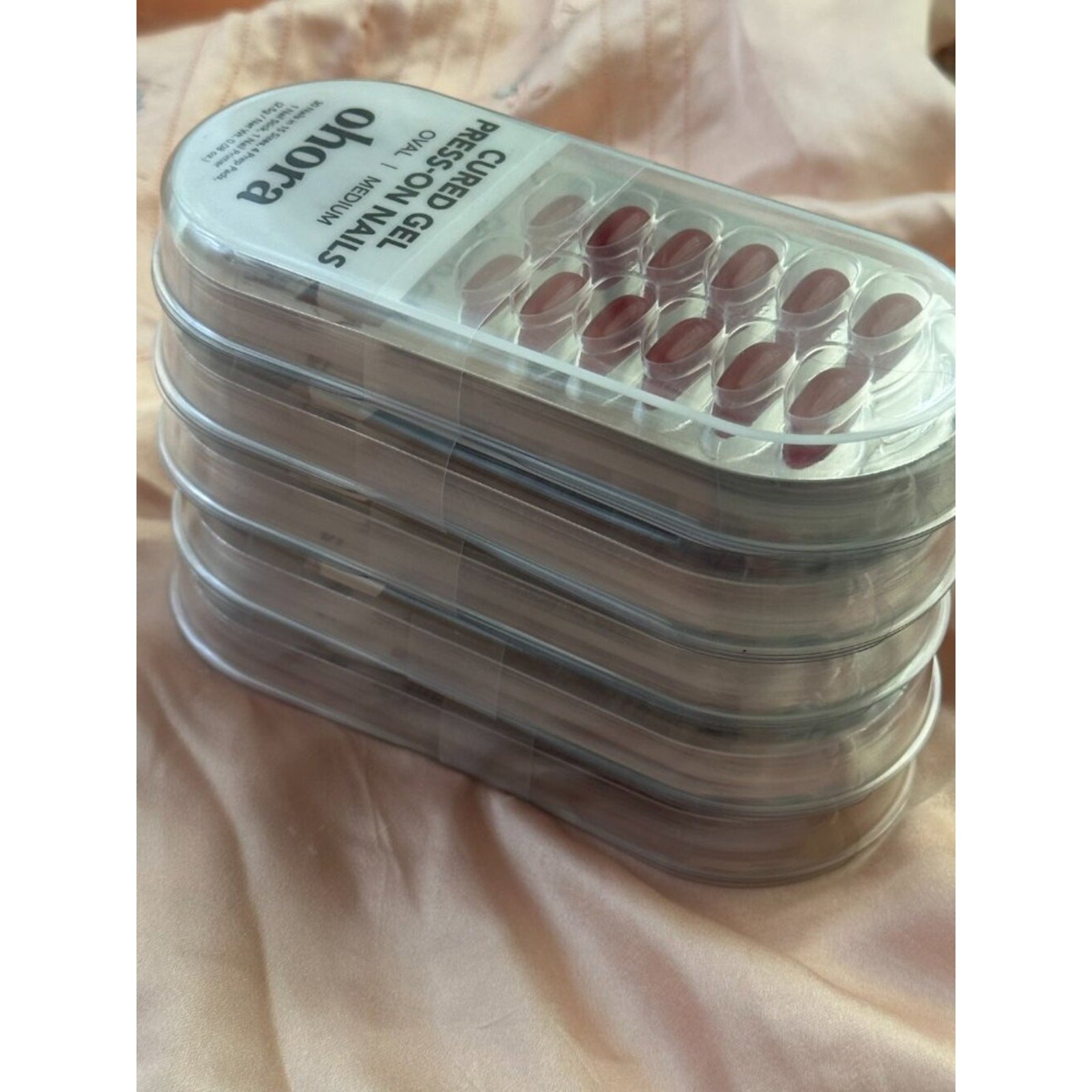 ohora Gel Press On Nails Bundle Set of 5 Nail Art Oval Red Pink White $100 Value