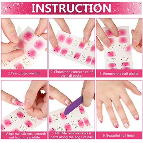 16 Sheets Glitter Nail Wraps Polish Strips Self Adhesive Shine Retro Color