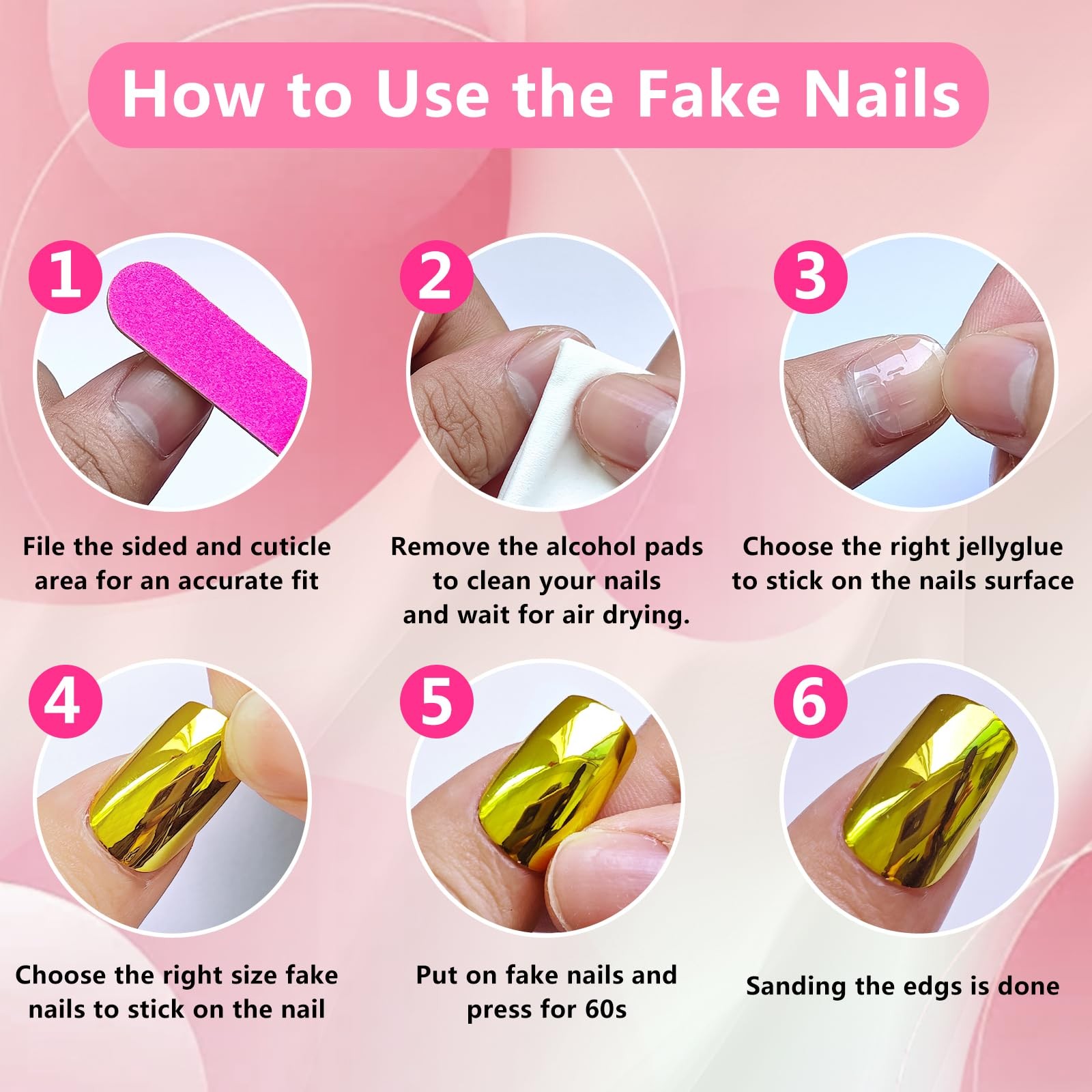EternalClassic Blue Chrome Press on Nails Short 0.04 Fl Oz (Pack of 24),
