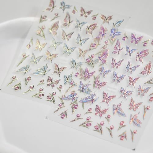 Butterfly Nail Art Stickers 5D Embossed Nail Decals Bronzing Butterfly style3