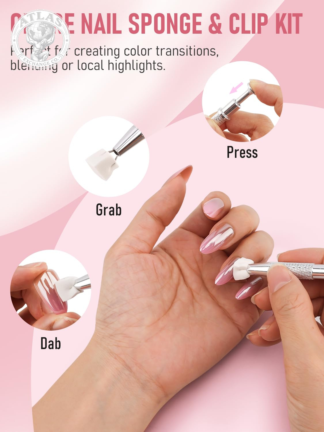 YOOVR Nail Art Tools, 200Pcs Nail Sponges for Ombre and Nail Art Brushes Set, Na