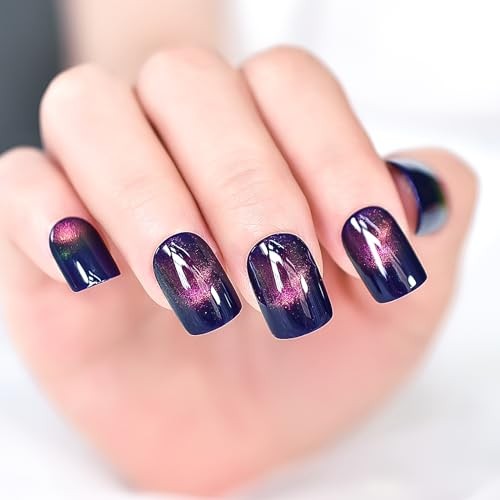 Squoval Medium Length Gel for Nails – Shimmery, Shimmery, Medium Length, Blue