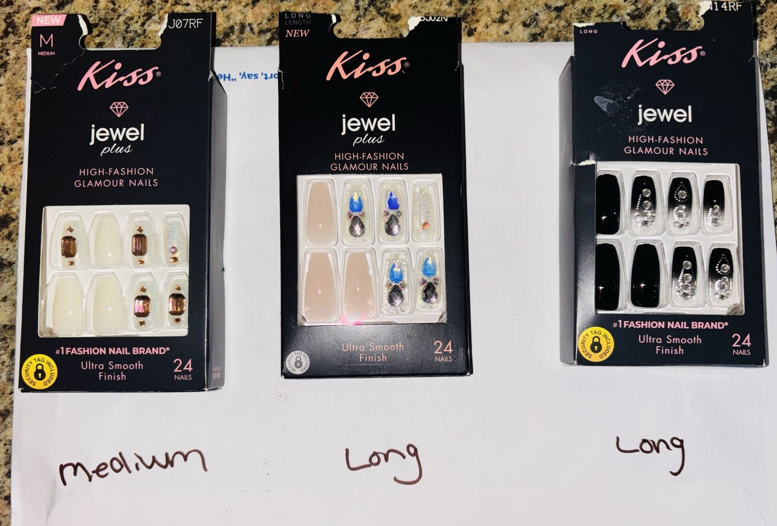 3 Packs KISS Classy Premium Nails Jeweled Glamor Jewel Ultra Smooth New Variety