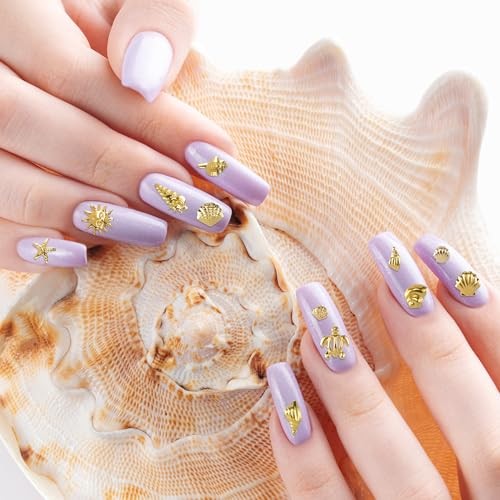 Pndeyo Ocean Nail Charms Nail Art Stickers 2 Disc, Beach 2 Disc Gold-a Style
