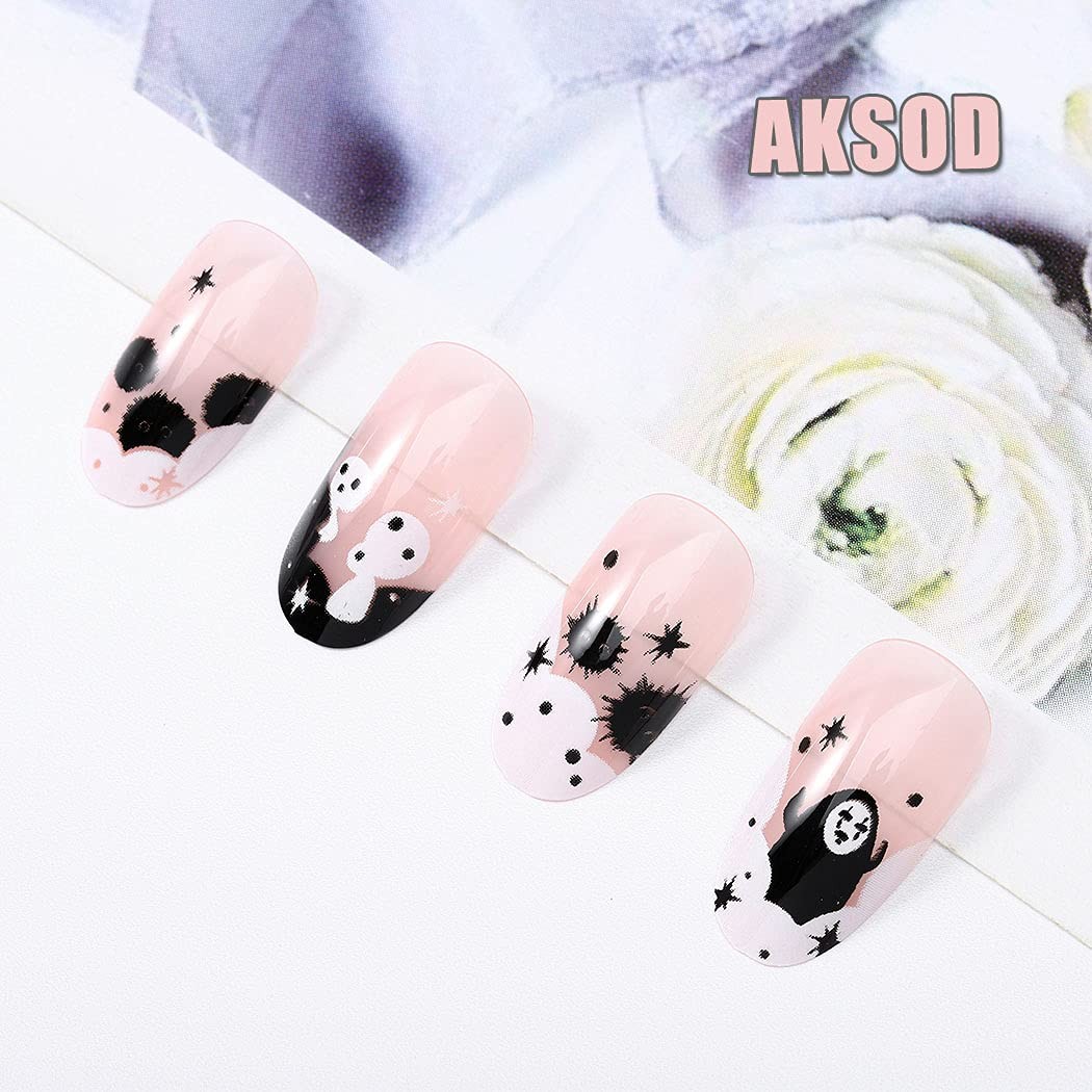 Aksod Ghost Press on Nails Short Glossy 24 Count (Pack of 1), Light Pink