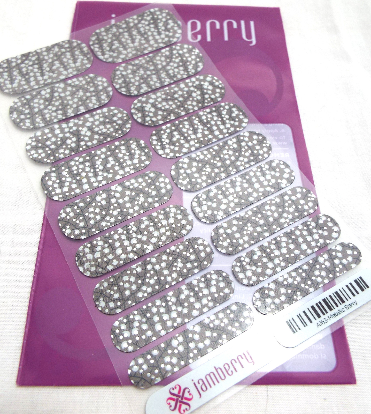 Jamberry Metallic Berry A163 Heat Activated Nail Wrap Full Sheet