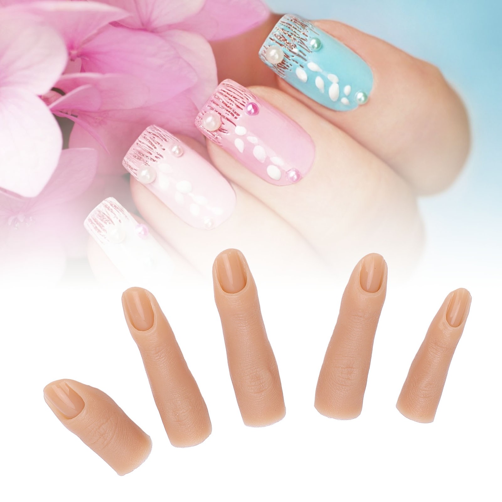 5 Pcs Silicone Nail Practice Finger High Elasticity For Nail Art Easy To Use