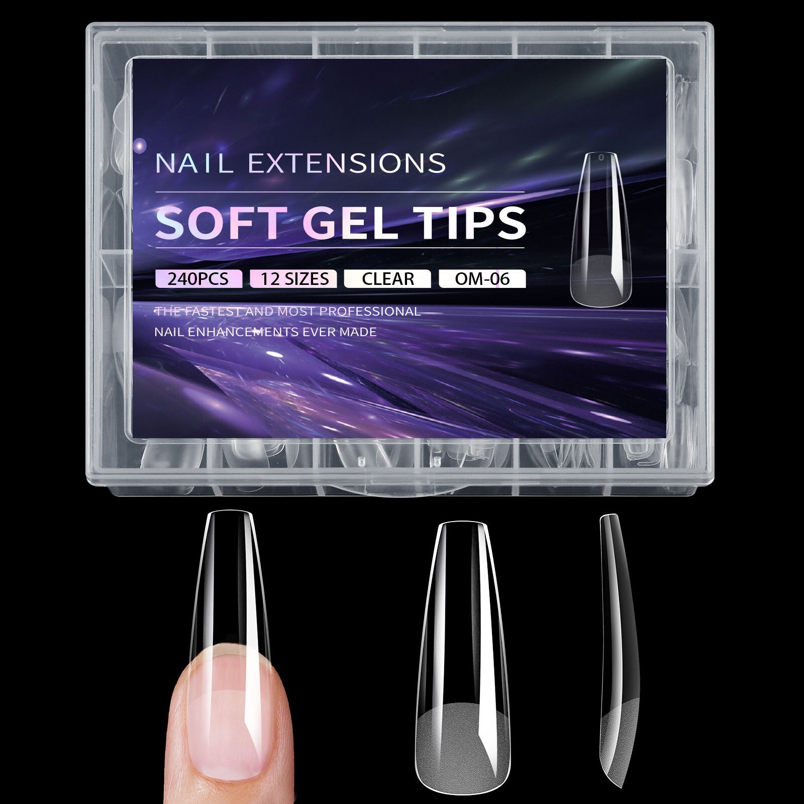 240 Pcs XXL Half Matte Extensions Nail Tips Square Coffin Soft Gel Tips Clear