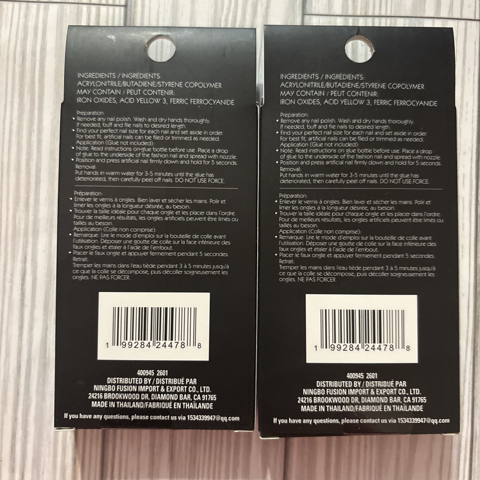 Nirfushion Press On Nails Lught Pink Black Design 2 Pack 24 Nails No Glue NEW