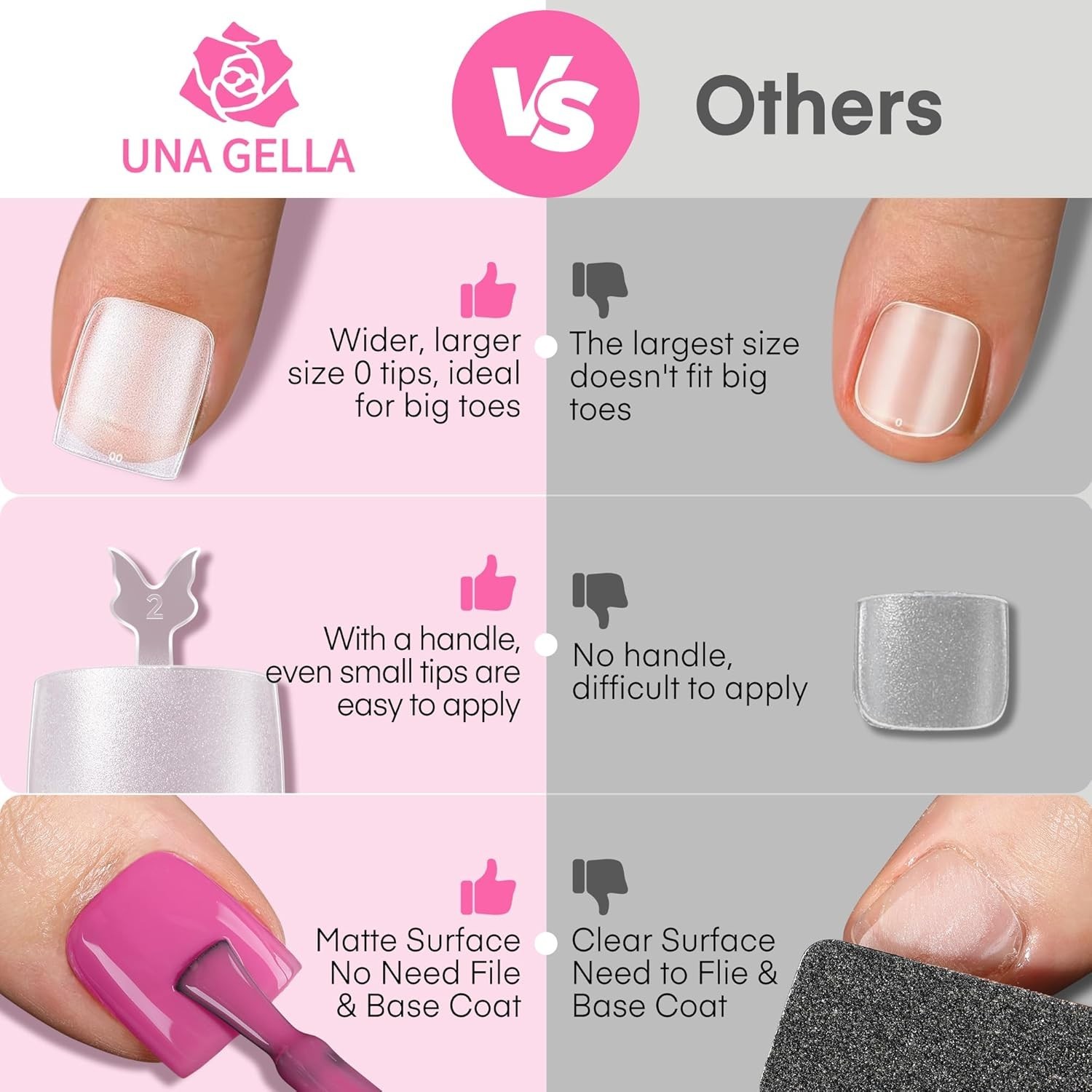 Long Wider Bang-On Square Toe Nail Tips: 15 Sizes & 216 PCS Collection