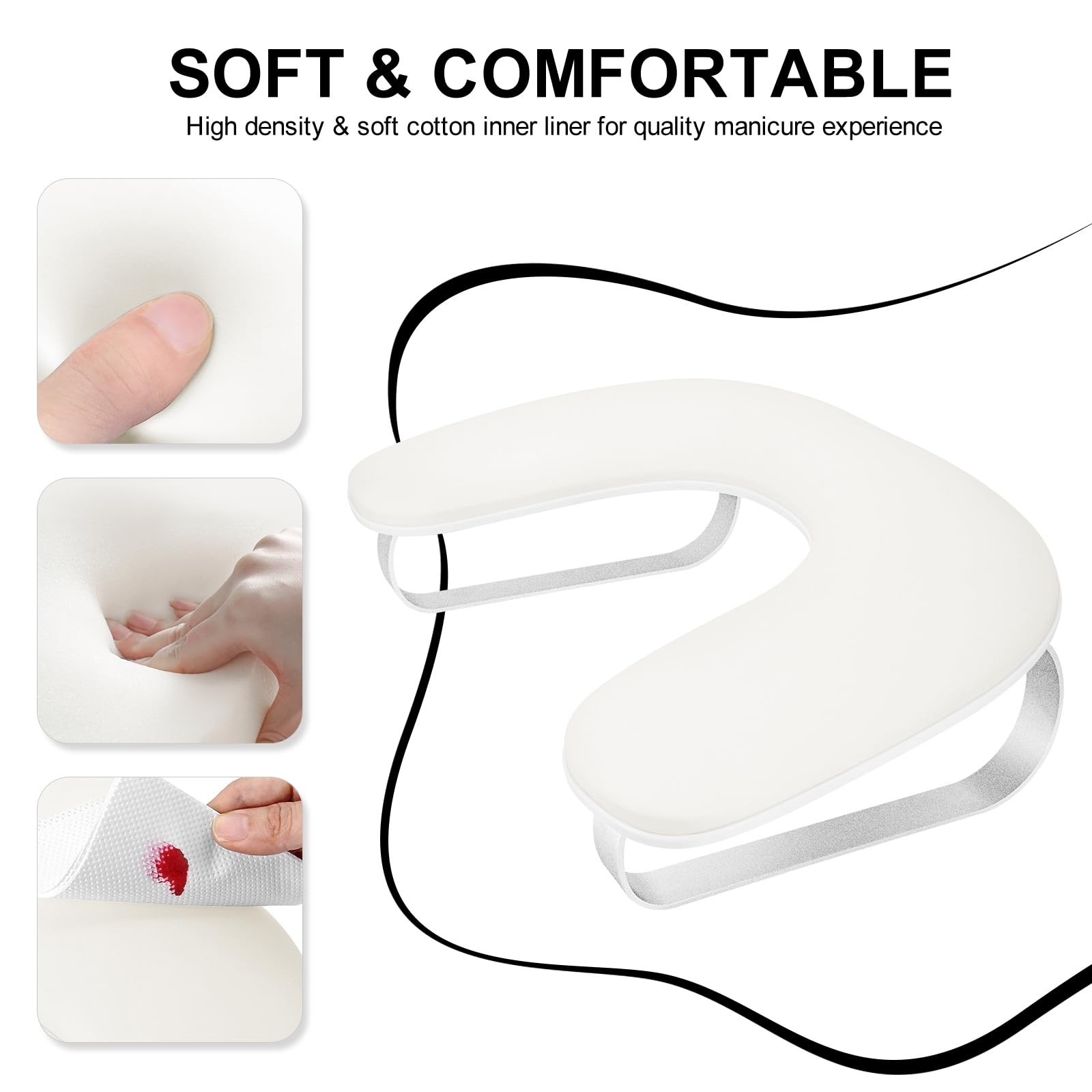 U Shaped Arm Rest for Nails Tech,Cleanable Leather Manicure Nail Hand Rest St…