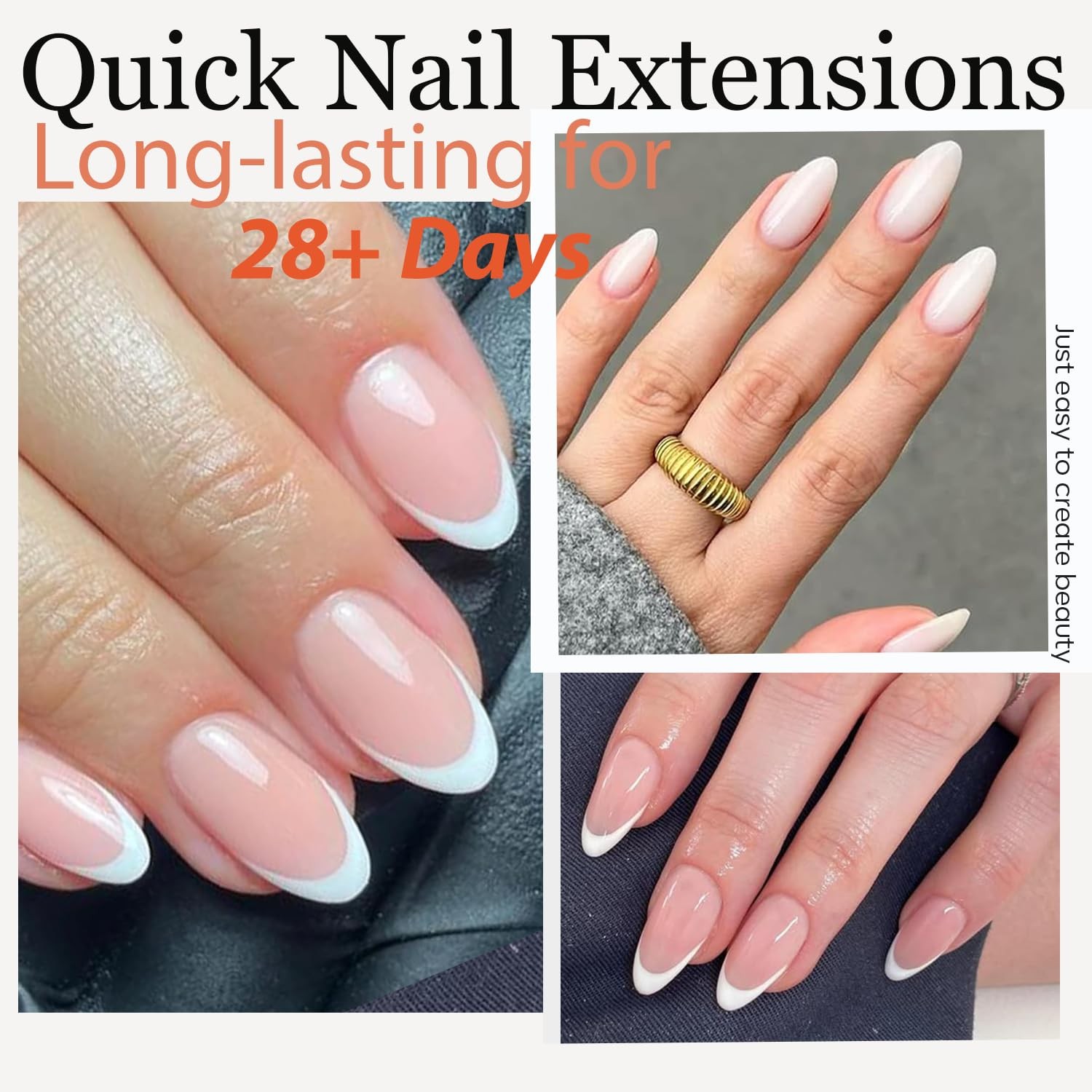 Modelones Almond Nail Tips Short Clear Soft Fake Press On Nails Tip