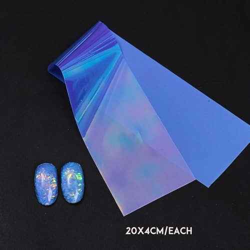 Aurora Nail Foil Transfer Sheets 32PCS Nail Art Foils 3D Broken Glass Paper