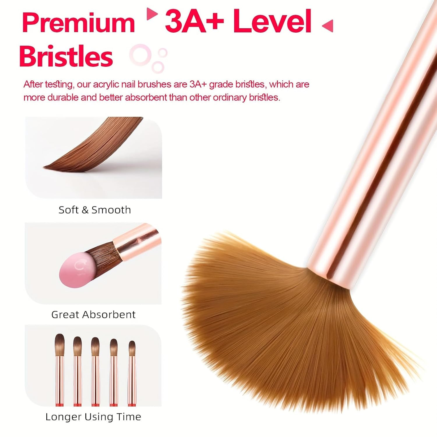 5PCS Acrylic Nail Brush Set,Professional Acrylic Nail Brushes Size 4# 8# 10# 12#