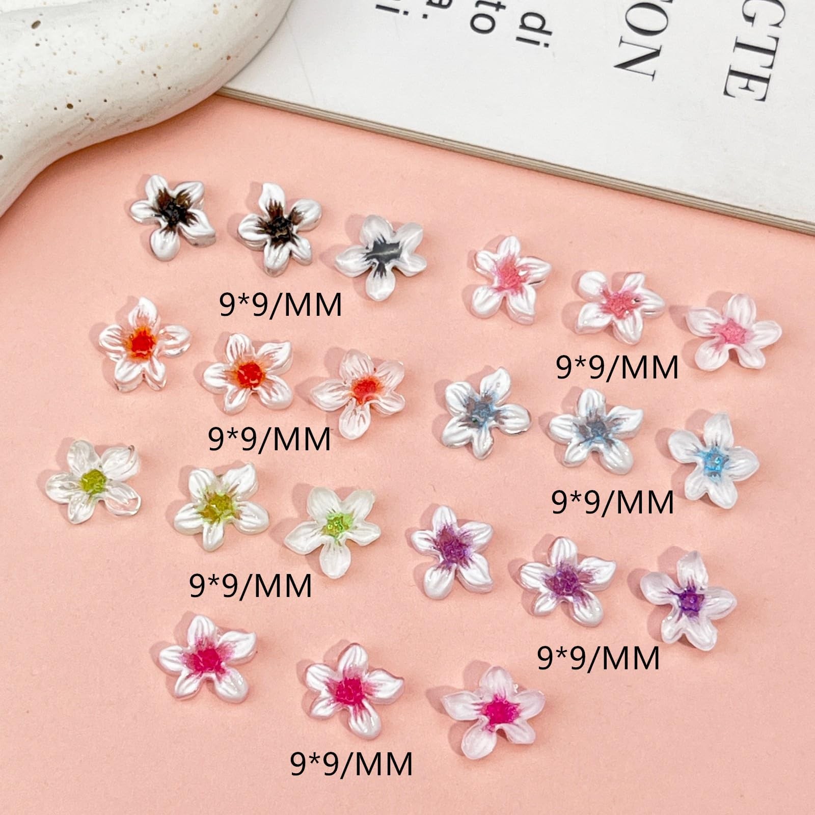 CnSybaris 120pc 3D Flower Nail Charms White