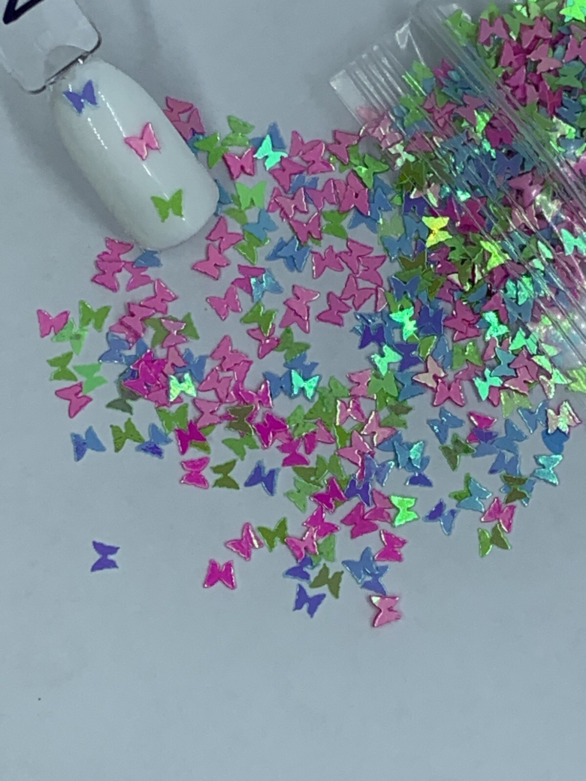 Blue, Green, Pink Butterflies Nail Glitter | 1 TSP | Gel Nail Art & Acrylic