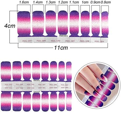 14 Sheets Nail Stickers Color Shine Full Nail Wraps Gel Nail Glitter Gradient