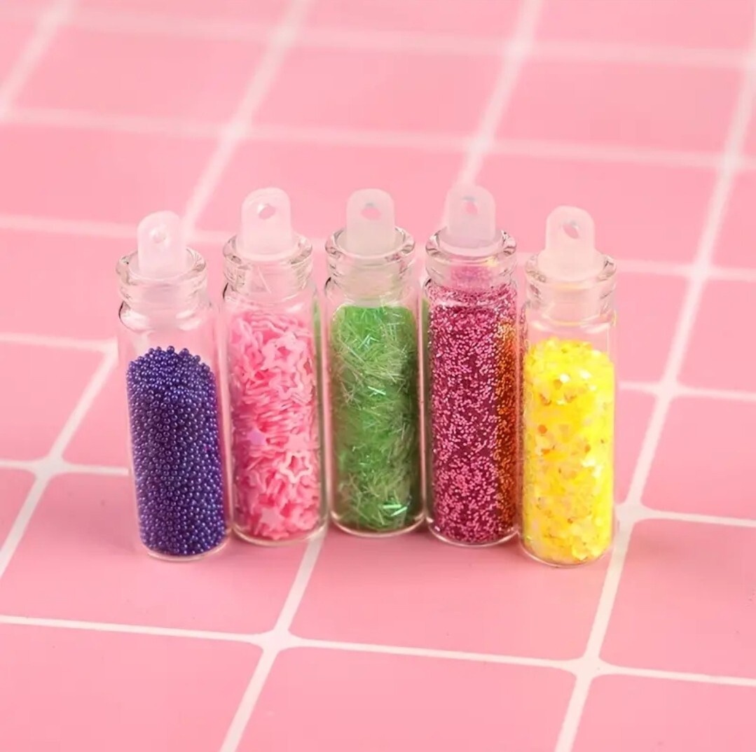 24Pcs 3D Nail Art Decoration DIY Mini Bottles Nail Glitter Sequins Hexagonal Set