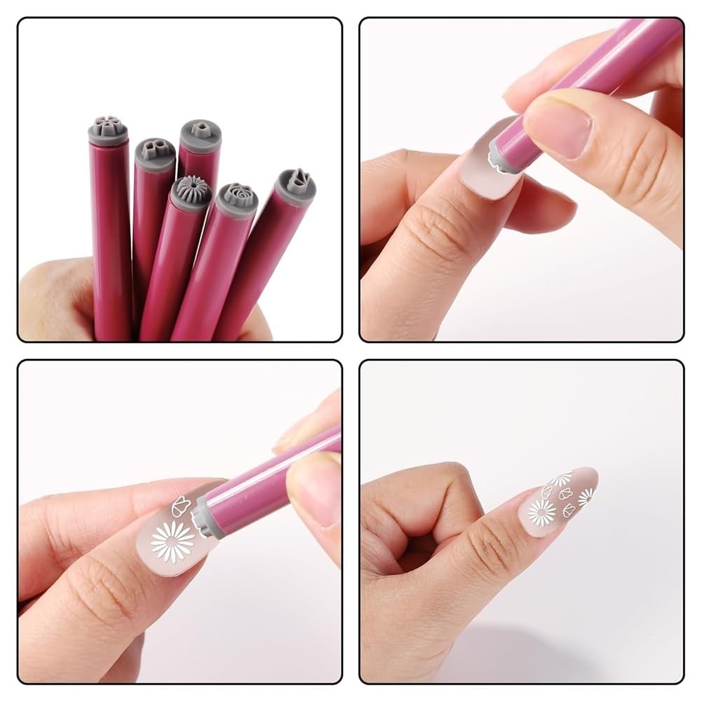 4PCS Nail Art Stamp Pen Set DIY Nail Art Tools with 6 Different Patterns Nail…