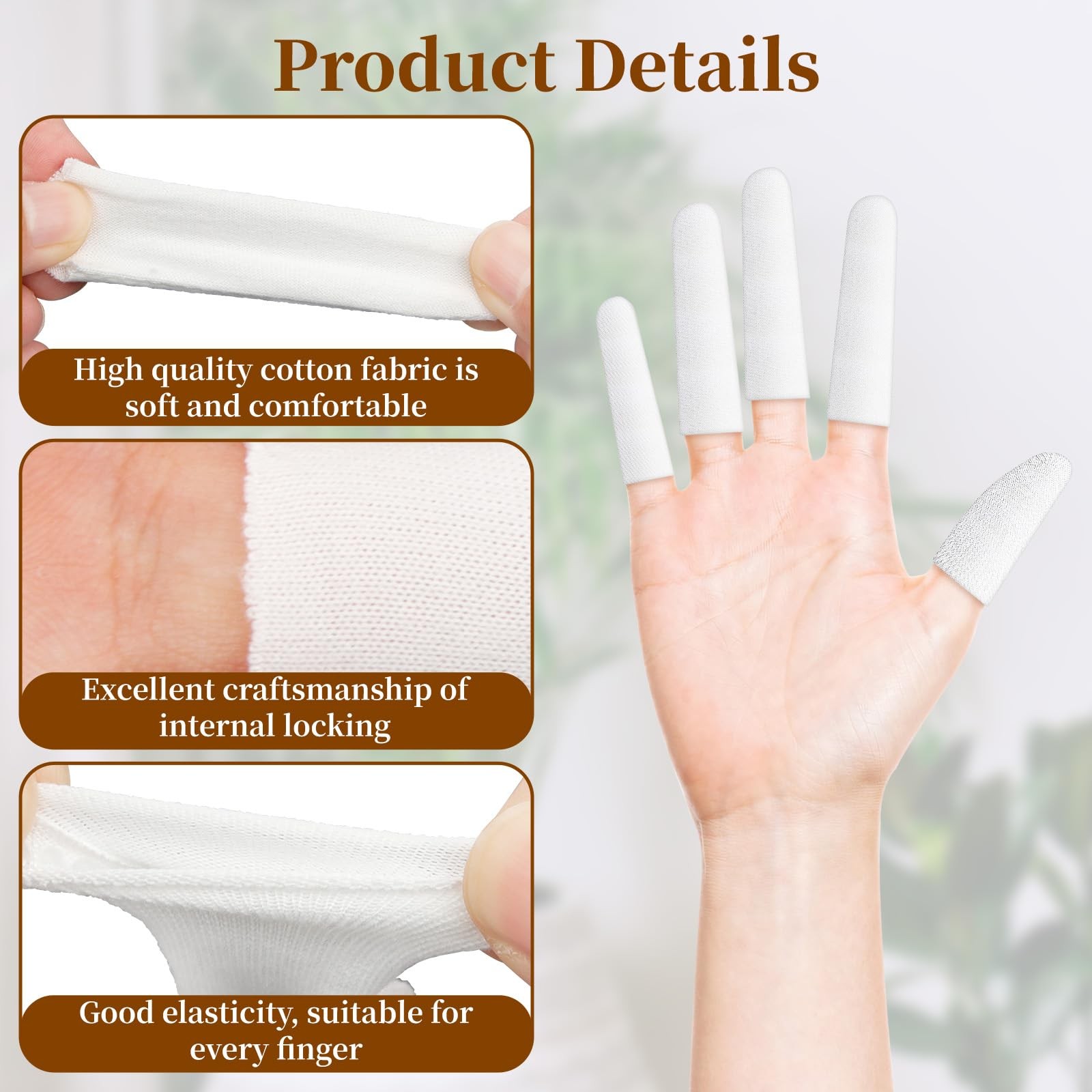 200 pcs Cotton Finger Cots Cloth Toe Sleeves Fingertips Protective Cover White