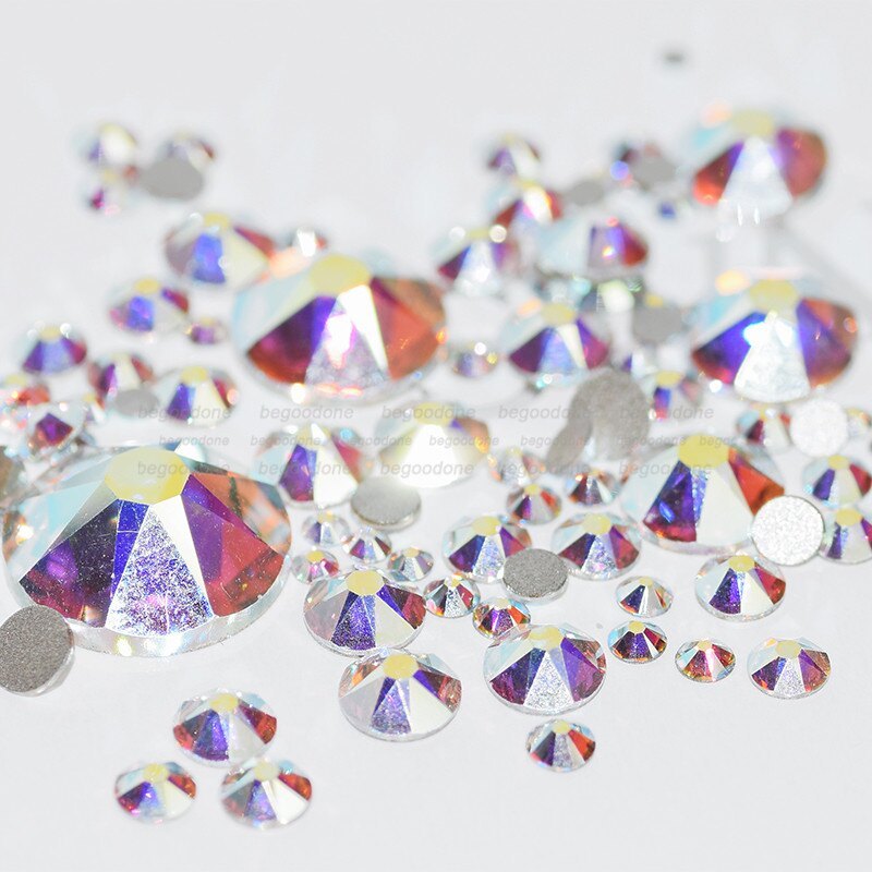SS3-40 Clear AB Nail Art Decorations Flatback Crystal Rhinestones Non Hotfix DIY