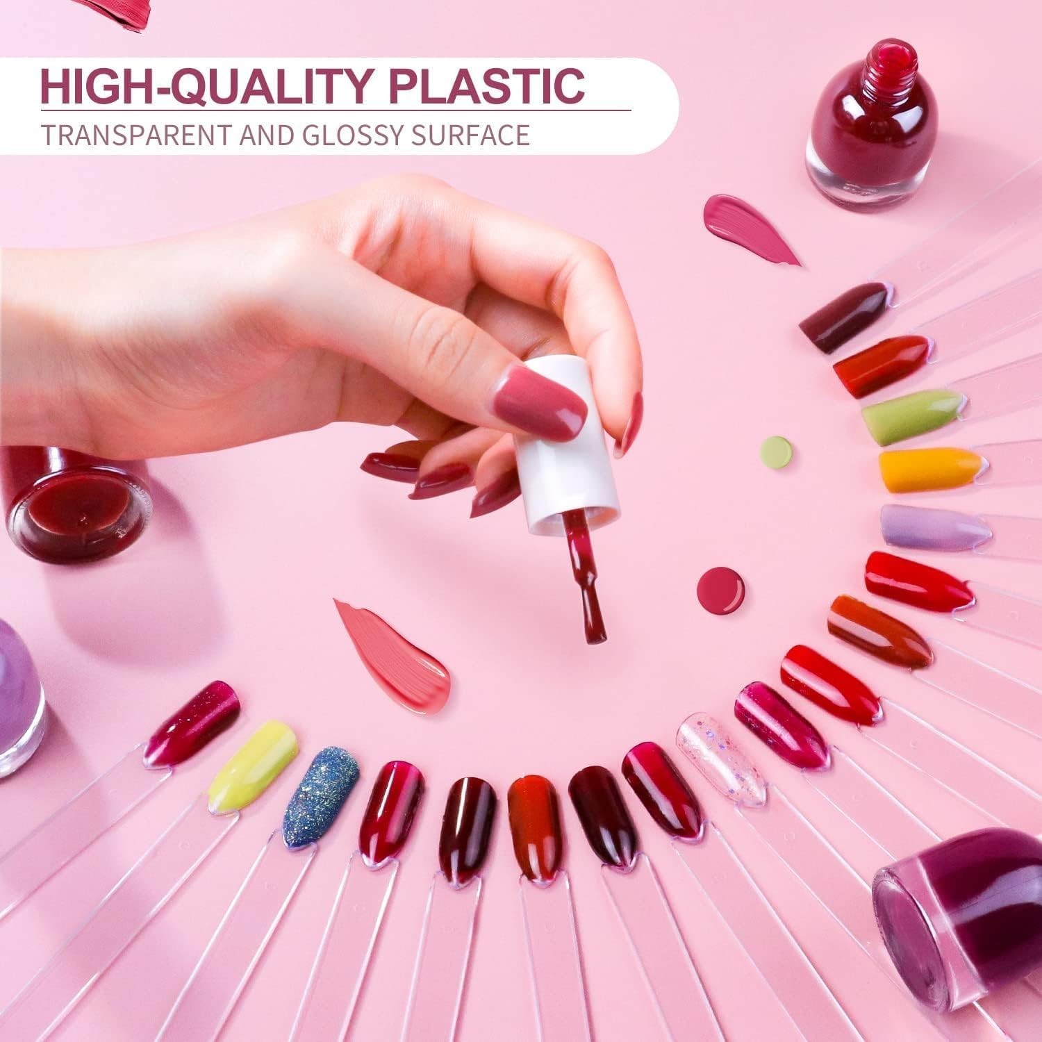 Professional 50-Pack Nail Art Sticks – Clear Fan Display for Practicing Designs