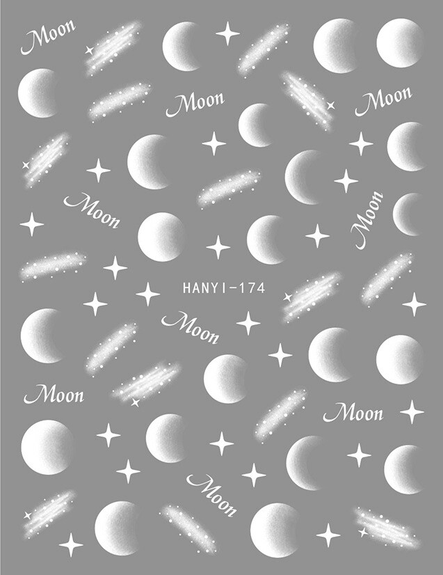 White Moon Nail Sticker 4 Pointed Star Nebula Meteor Star of Bethlehem Decal