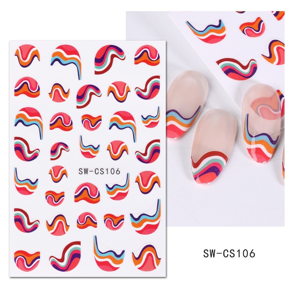 6Pcs Clown Nail Sticker 3D Halloween Candle Star Comic Heart Flame Graffiti NS52