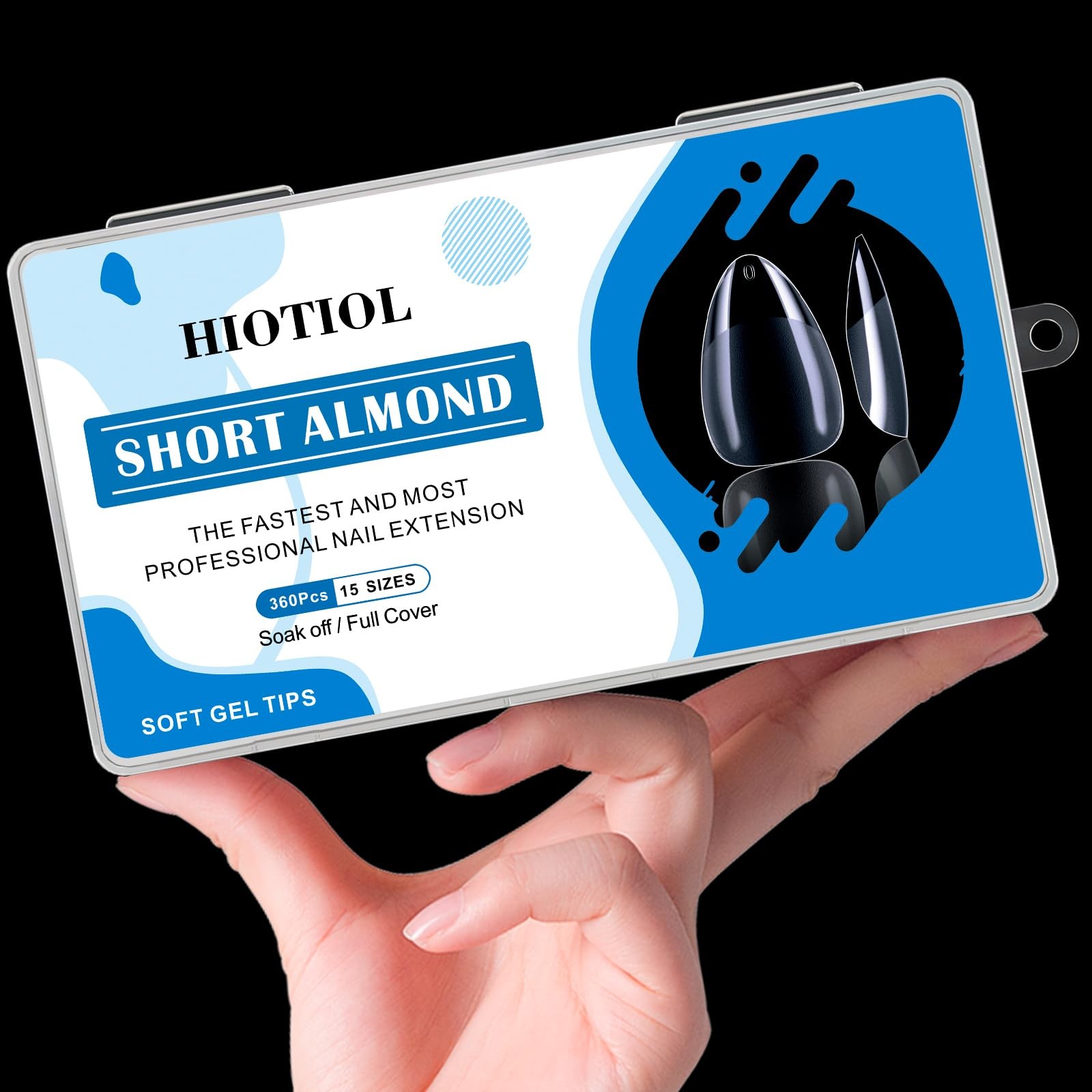 Short Almond Nail Tips, 360Pcs Soft Gel Full Cover Nails for Soak off Nail Ex…