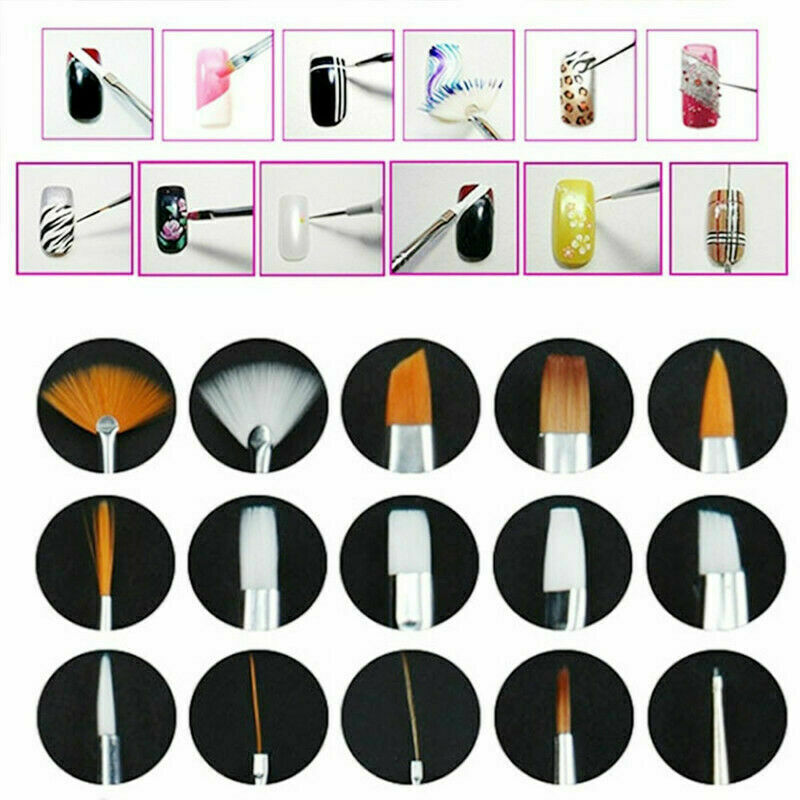 8/20 PCS Nail Art Pen Dotting Painting Drawing UV Gel Liner Polish Brush Tools
