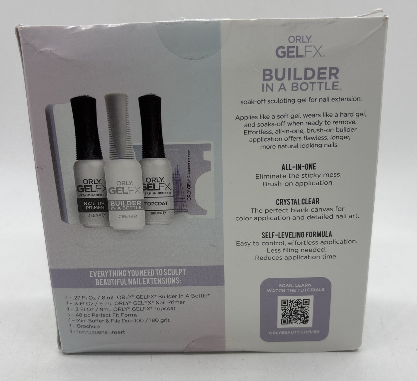 NIB Orly GelFX Builder In A Bottle Intro Kit Primer Topcoat Perfect Fit Forms
