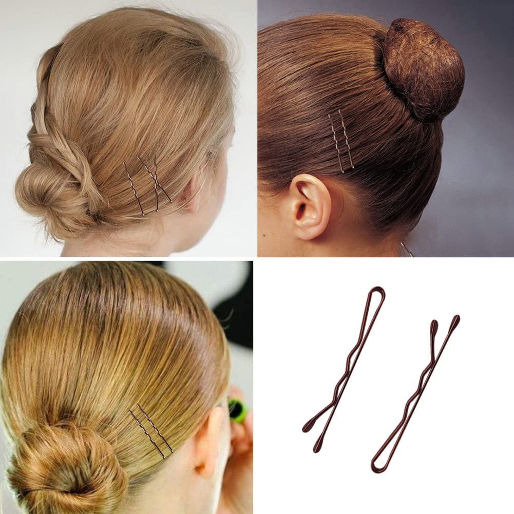 220 Count Mini Wavy 1.38 Inch Bobby 1 (Pack of 220), Brown（1.38inch）