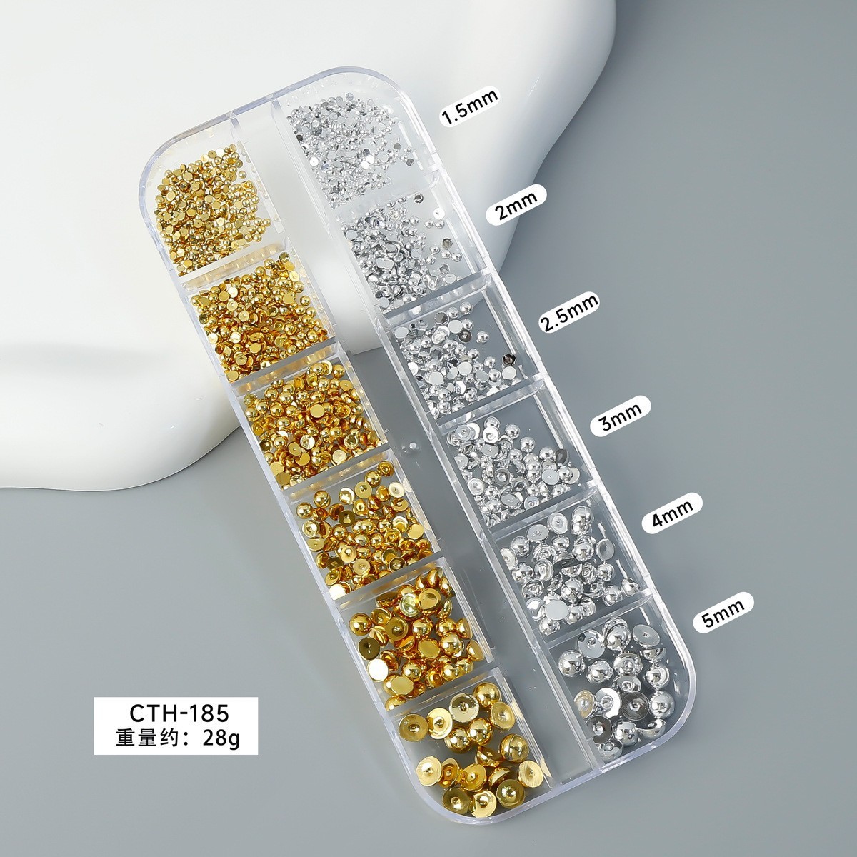 6/12-Grid Nail Steel Beads Set Caviar Beads Gold Silver Half Pearls for Nail Art