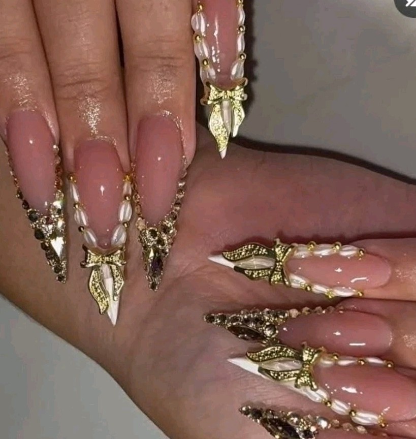 Bows For Nails Manicure Crystal Jewelry Nail Art Butterfly 6Pcs *gold*