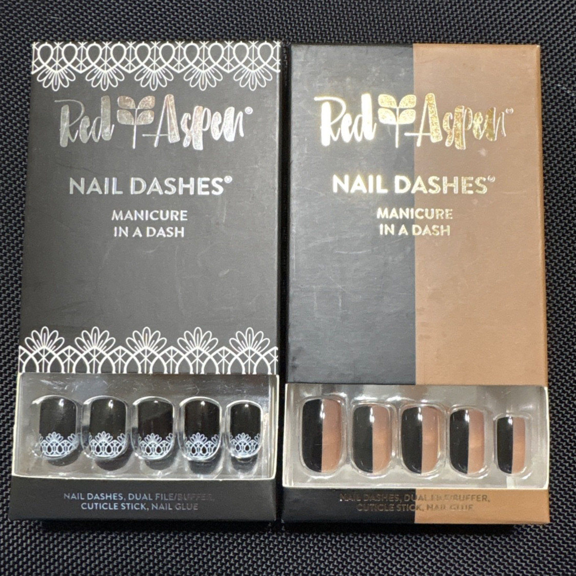 Red Aspen Nail Dashes Press-On Nails Lot of 2