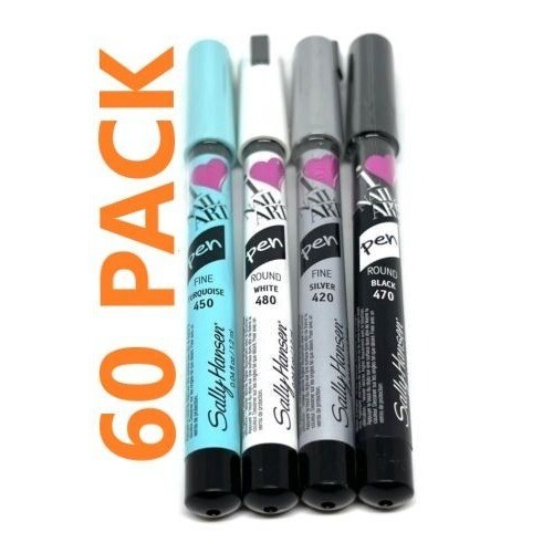 Sally Hansen Nail Art Pens (60 PACK) Silver White Turquoise Black I Heart new se