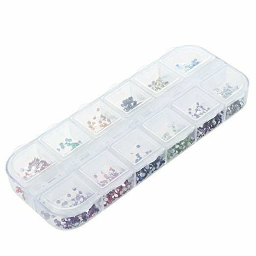 3000pcs 1.5mm Round Rhinestone 12 Colors Hard Case Nail Art Tips Acrylic UV Gel