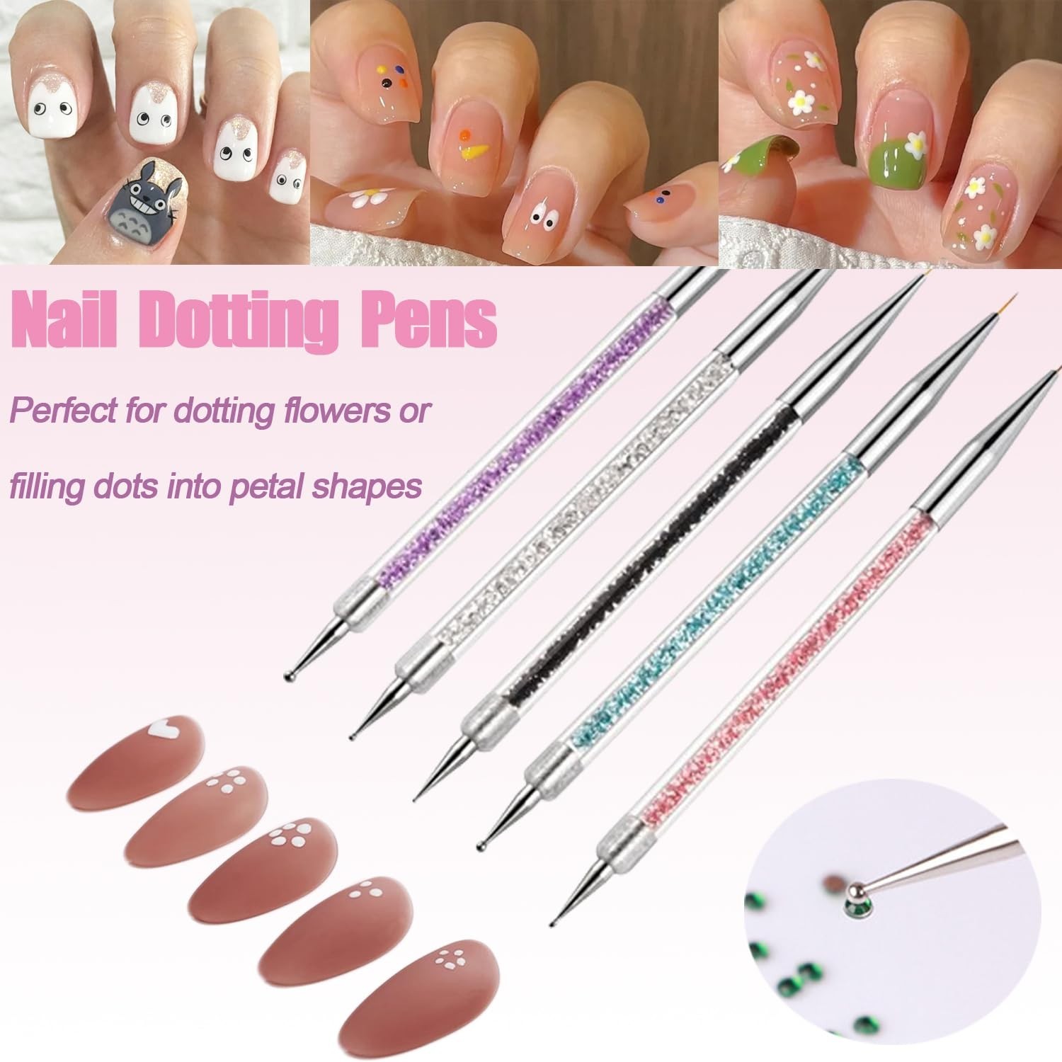 Nail Liner Brushes 5pc Professional Double-Ended Dotting Pen Set DIY French Art