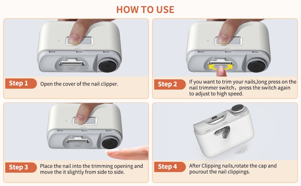 3-in-1 Electric Nail Trimmer for Thin Nails (Up to 1.4mm) – USB